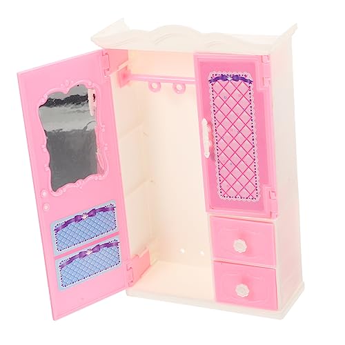 Milisten Mini Garderobe Kleidung Winzige Miniaturmöbel DIY Haus Puppe Kleine Schränke Garderobe Mädchenspielzeug Miniatur Zeug Mini Aufbewahrungsgarderobe Kunststoff Rosa von Milisten