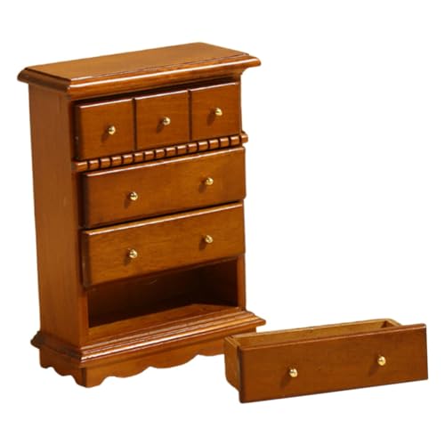Milisten Miniatur Holz Kommode Puppenhaus Möbel Vintage Stil Robustes Mini Sideboard aus Holz Dekoratives Miniatur Schrank Modell für Puppenhaus Schlafzimmer und Mikro Landschaft Zubehör von Milisten