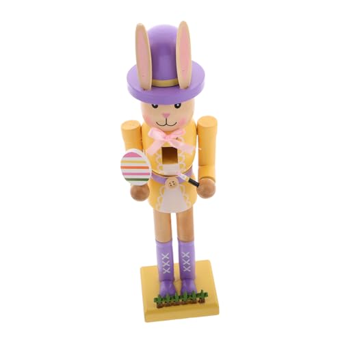Milisten Osterhase Holzfigur Nutcracker Dekoration Frühlingsfest Tischdeko Vielseitige Hasenstatue für Osterfeier und Wohnraumgestaltung von Milisten