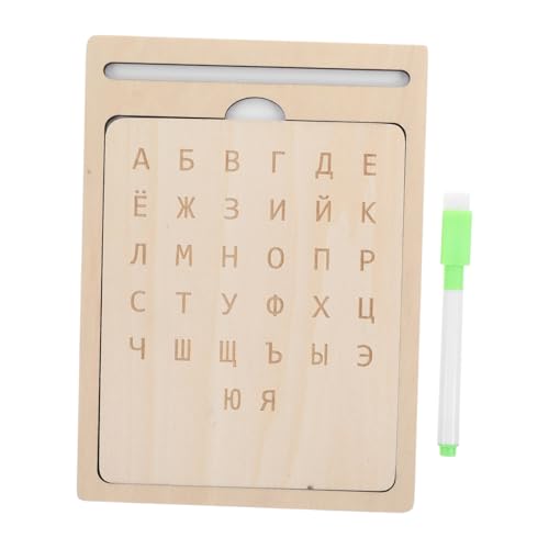 Milisten Russisches Schreibtafelspielzeug Montessori-Zeichenbrett Buchstabenverfolgung Reißbrett Alphabetverfolgung Alphabet-Trace-Board Lernpolster Russisch Lernen Alphabetbrett Holz Beige von Milisten