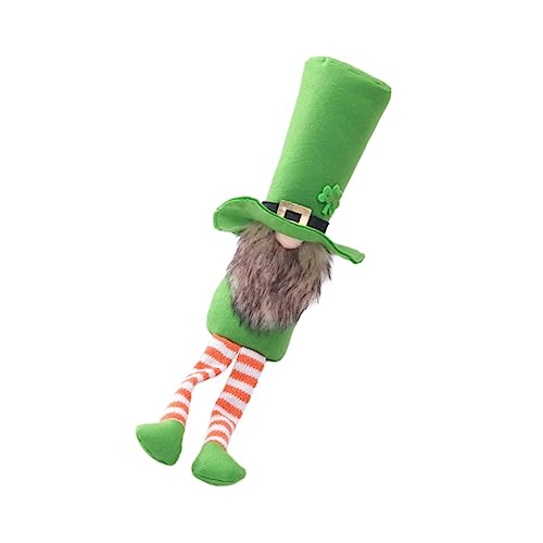 Milisten Saint Patrick's Day Plüschpuppe mit Grünem Blattmuster Weiche Sitzfigur Dreidimensionale Desktop Dekoration für Party Zuhause Charmante Wald Old Man Figur von Milisten