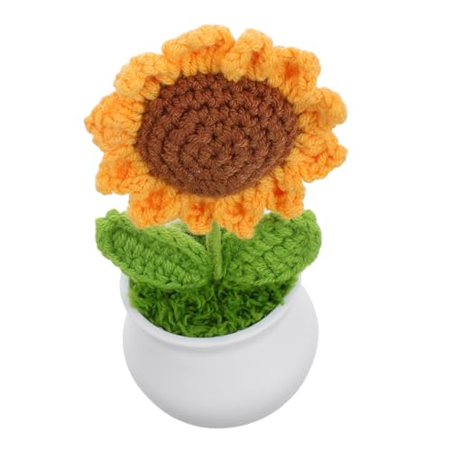 Milisten Simulierte Sonnenblume Blumen Stricken Handarbeit gehäkelt gestrickte Sonnenblume Mini-Sonnenblumen gehäkelte Sonnenblume Häkeltopf Positive Häkelblume Süßes Schreibtischdekor Garn von Milisten