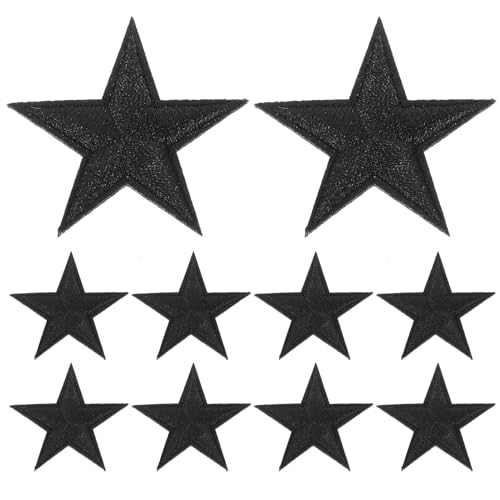 Milisten Stern-Aufnäher zum Aufbügeln, Stickerei, Reparatur-Applikationen, zum Aufbügeln, dekorative Aufkleber für Rucksäcke, Jeans, Mäntel (10 Stück, schwarz) von Milisten