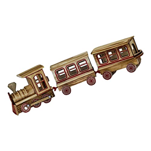 Milisten Weihnachtlicher Holzzug Dekoration Teiliges Kreatives Desktop Ornament Umweltfreundliche Holzfigur Festlicher Party Schmuck für Zuhause Büro und Schaufenster von Milisten