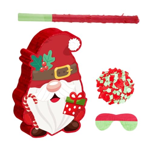 Milisten Weihnachts Piñata mit Gnom Design und Augenbinde zum Aufhängen für Partydeko und Indoor Outdoor Feiern für Familienaktivitäten von Milisten