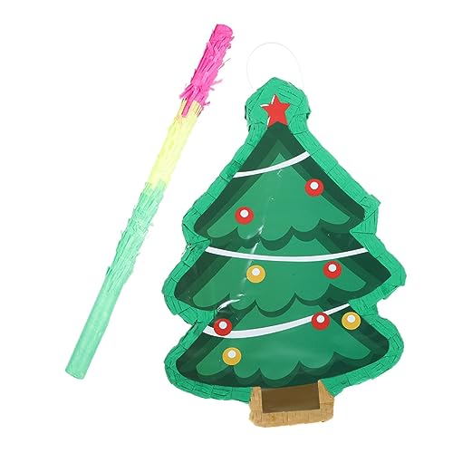 Milisten Weihnachtsbaum Pinata Teilig mit Papierstab Bunte Weihnachtsbaumform für Weihnachtsfeier und Partyspiele Praktische Kinderparty Deko für Familie und Freunde von Milisten