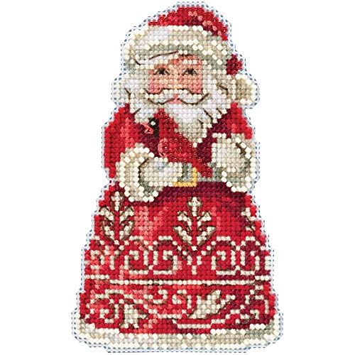 Mill Hill/Jim Shore Counted Cross Stitch Kit 5"X3.5"-Santa With Cardinal von Mill Hill