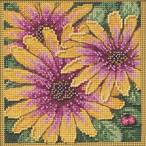 Mill Hill Kreuzstich-Set, afrikanische Gänseblümchen, 2025, Knöpfe und Perlen, Herbst, MH142521, mehrfarbig, 13 x 13 cm von Mill Hill