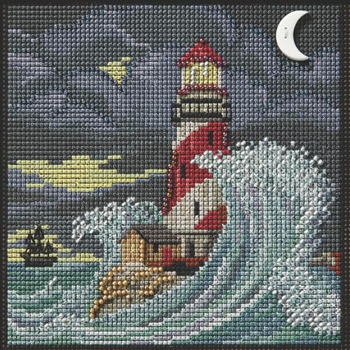 Mill Hill Kreuzstich-Set "Haunted Lighthouse" mit Perlen, 2025, Knöpfe und Perlen, Herbst MH142522, mehrfarbig, 13 x 13 cm von Mill Hill