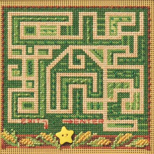 Mill Hill Maislabyrinth Kreuzstich-Set 2025, Knöpfe und Perlen, Herbst, mehrfarbig, 13 x 13 cm von Mill Hill