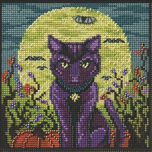 Mill Hill Spooky Cat Kreuzstich-Set 2025, Knöpfe und Perlen, Herbst, MH142525, mehrfarbig, 13 x 13 cm von Mill Hill