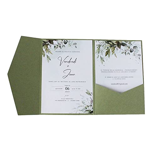 MillaSaw Einladungskarten zur Hochzeit, 25 Stück Einladungen zum Geburtstag, Party-Dekoration ... (olivgrün) von MillaSaw