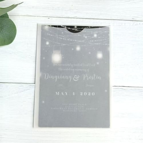 MillaSaw Celemony Hochzeitseinladungskarte, robust, mit Umschlag, 20 Sets (transparent) von MillaSaw