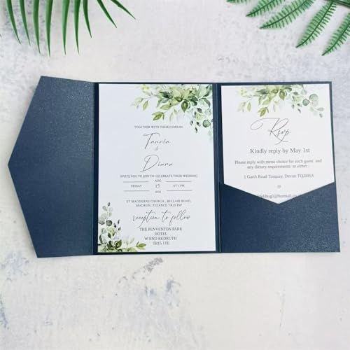 Einladungskarten für Hochzeit, Marineblau, Umschlag, Geburtstag, Graduierung, Einladungen, 25 Stück (Marineblau) von MillaSaw