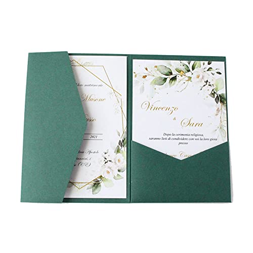 MillaSaw Einladungskarten zur Hochzeit, 25 Stück, Party-Dekoration (Dunkelgrün) von MillaSaw