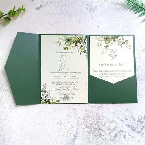 MillaSaw Einladungskartenfach mit Umschlag, Dunkelgrün, 20 Sets (dunkelgrün) von MillaSaw