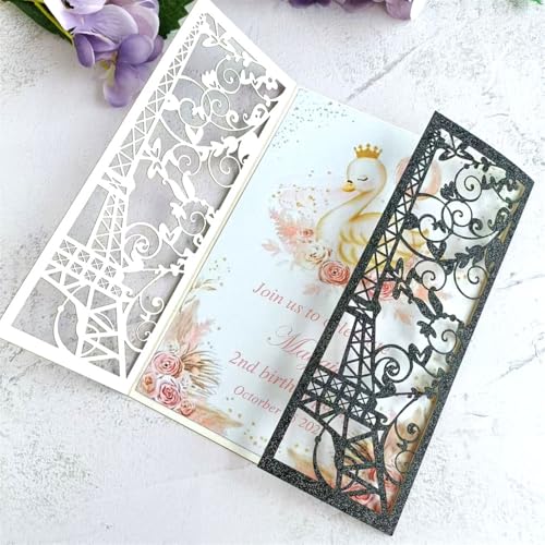 Schwarzer Eiffelturm Hochzeit Einladungskarte, Weihnachten Urlaub Karte, 20 Sets von MillaSaw