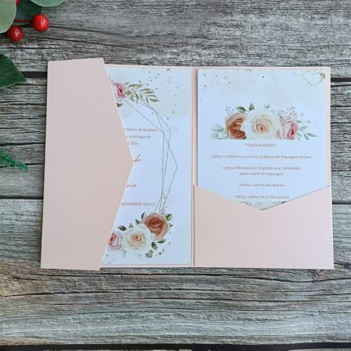 MillaSaw Mappe für Einladungen, für Hochzeit, Feier, Brautparty, Geburtstag, 20 Sets, helles Rosa von MillaSaw