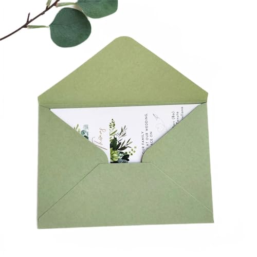 MillaSaw Olive Briefumschläge 5,3 x 7,7 Zoll, perfekt für 5 x 7 Zoll Hochzeitseinladungen, Abschlussfeier-Einladungen, Acryl-Einladungen, Fotos (5,3 x 7,7 cm, Olivgrün) von MillaSaw