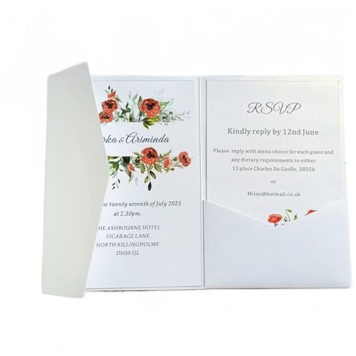 Weiße Briefumschläge für Hochzeitseinladungen aus schimmerndem Perlmuttpapier, 25 Stück (Perlweiß) von MillaSaw