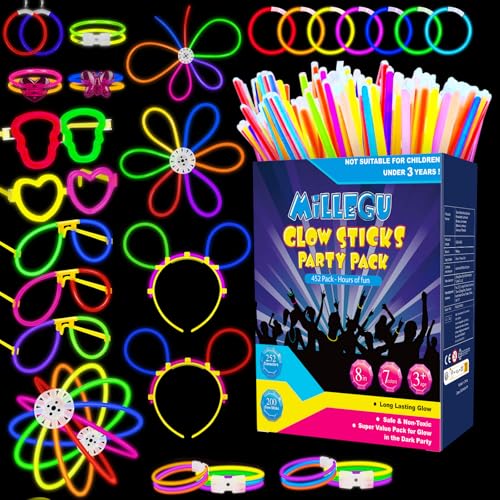 Millegu Knicklichter Party Set,200 Stück Leuchtstäbe 252 Verbinder,Neon Knicklichter Ketten und Leuchtbrillen für Kinder, Deko für Festival Hochzeiten Weihnacht Party Silvester Deko 2025 Millegu Knicklichter Party Set,200 Stück Leuchtstäbe 252 Verbinder,Neon Knicklichter Ketten und Leuchtbrillen für Kinder, Deko für Festival Hochzeiten Weihnacht Party Silvester Deko 2025 von Millegu