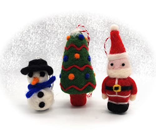 MillyRose Crafts Nadelfilz-Set – 6 Weihnachtsdekorationen – Weihnachts-Nadelfilz-Set zum Erstellen von 6 schönen Weihnachtskugeln – 2 von jeder Art – Wollnadeln und Werkzeuge von MillyRose Crafts