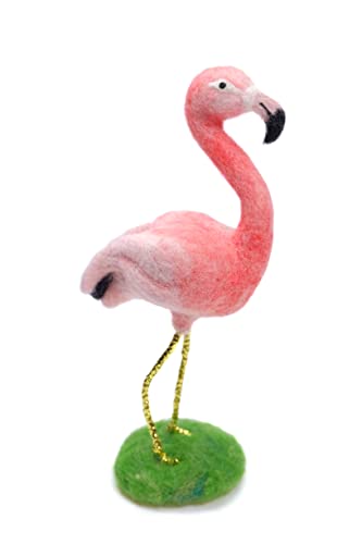 MillyRose Crafts Nadelfilz-Set, Vollfarbanleitung (evtl. nicht in deutscher Sprache), Nadelfilzwolle Bastelset, Nadelfilz rosa Flamingo, Filzsets für Anfänger – Nadelfilz-Set – 16 cm von MillyRose Crafts