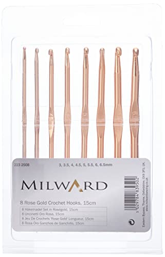 Milward 2232508 Häkelnadel Rotgold: 8er Set, Aluminium, Rose Gold, Assorted von Milward