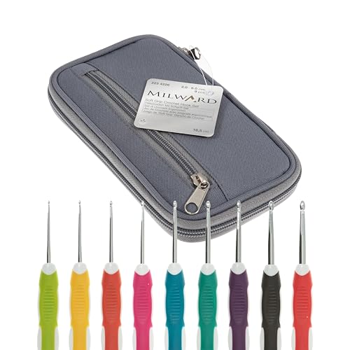 Milward Häkelnadel-Set, weiche Griffe, farbkodierte Griffe, 2, 2,5, 3,5, 4, 4,5, 5,5 und 6 mm, 100% Baumwolle, Hartschale, mit Reißverschluss, Grau Milward Häkelnadel-Set, weiche Griffe, farbkodierte Griffe, 2, 2,5, 3,5, 4, 4,5, 5,5 und 6 mm, 100% Baumwolle, Hartschale, mit Reißverschluss, Grau von Milward