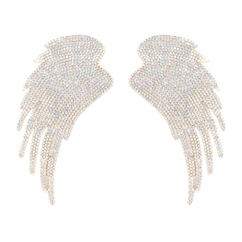 MilyaDE Strass Aufbügler Engelsflügel 14 * 7cm Glitzer Flicken Patches Applikation Klebestoff Aufnäher Bügelbild Hut T-Shirt Jeans Kleidung Taschen von MilyaDE
