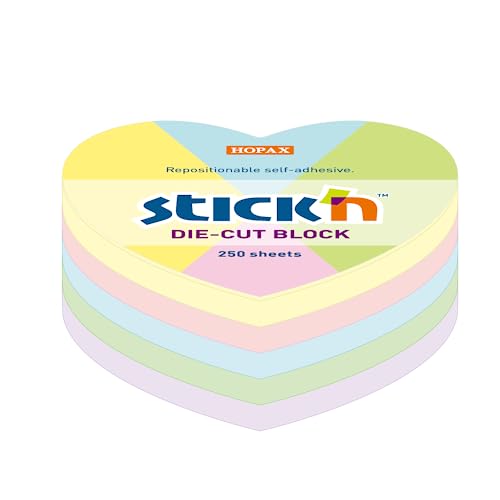 Haftnotizblock in Herzform, 250 Blatt, aus Papier, Pastellfarben, 6,4 x 6,7 cm Mimbek von Mimbek