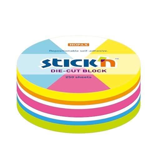 Mimbek Haftnotizblock, Rund, 250 Blatt, Neonfarben, 6,7 x 6,7 cm von Mimbek