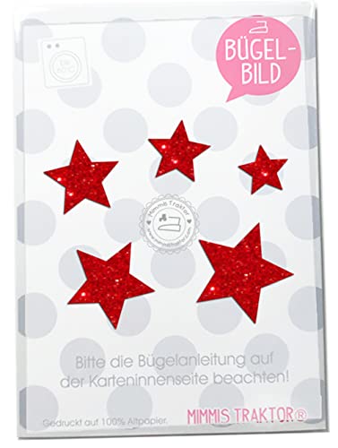 Bügelbild 5 GLITZER Sterne 4 cm bis 2 cm, 40 mm bis 20 mm Aufbügler Applikationen Bügelsticker für Stoffe Textilien Kinder zum Aufbügeln Flicken, Farbe:Glitzer rot Bügelbild 5 GLITZER Sterne 4 cm bis 2 cm, 40 mm bis 20 mm Aufbügler Applikationen Bügelsticker für Stoffe Textilien Kinder zum Aufbügeln Flicken, Farbe:Glitzer rot von Mimmis Traktor