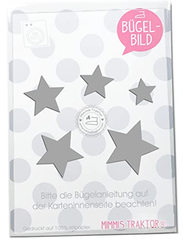 Bügelbild 5 Sterne 4 cm bis 2 cm Flockfolie kleine Aufbügler Applikationen Bügelsticker für Stoffe Textilien Kinder zum Aufbügeln Flicken, Farbe:grau Bügelbild 5 Sterne 4 cm bis 2 cm Flockfolie kleine Aufbügler Applikationen Bügelsticker für Stoffe Textilien Kinder zum Aufbügeln Flicken, Farbe:grau von Mimmis Traktor