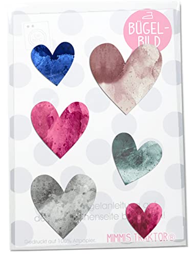 Bügelbild 6 Herzen Aquarell Watercolor bis 5 cm FLEXFOLIE Aufbügler Applikationen Bügelsticker für Stoffe Textilien Kinder zum Aufbügeln, Farbe:Set 1 Bügelbild 6 Herzen Aquarell Watercolor bis 5 cm FLEXFOLIE Aufbügler Applikationen Bügelsticker für Stoffe Textilien Kinder zum Aufbügeln, Farbe:Set 1 von Mimmis Traktor
