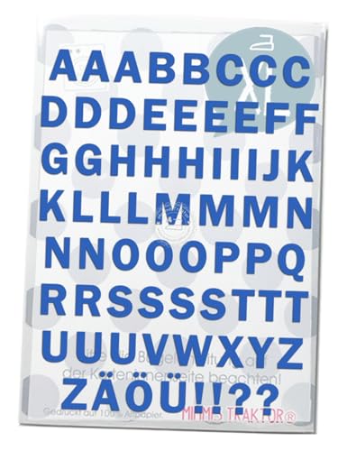 Bügelbild Buchstaben abc 2 cm Druckschrift Alphabet Flockfolie Aufbügler Applikationen Bügelsticker für Stoffe Textilien Kinder zum Aufbügeln Flicken, Farbe:blau von Mimmis Traktor