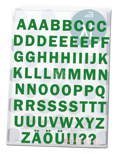 Bügelbild Buchstaben abc 2 cm Druckschrift Alphabet Flockfolie Aufbügler Applikationen Bügelsticker für Stoffe Textilien Kinder zum Aufbügeln Flicken, Farbe:grün von Mimmis Traktor