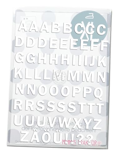 Bügelbild Buchstaben abc 2 cm Druckschrift Alphabet Flockfolie Aufbügler Applikationen Bügelsticker für Stoffe Textilien Kinder zum Aufbügeln Flicken, Farbe:weiss von Mimmis Traktor