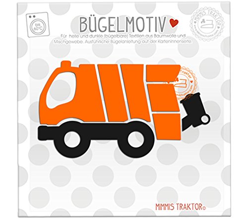 Bügelbild Müllauto 12 cm x 6,5 cm ORANGE SCHWARZ Flockfolie Aufbügler Applikationen Bügelsticker für Stoffe Textilien Kinder zum Aufbügeln Flicken Bügelbild Müllauto 12 cm x 6,5 cm ORANGE SCHWARZ Flockfolie Aufbügler Applikationen Bügelsticker für Stoffe Textilien Kinder zum Aufbügeln Flicken von Mimmis Traktor