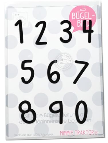 Bügelbild Zahlen 2,5 cm Zahlen-Set: Geburtstagszahlen 10 Stück Ziffern (0, 1, 2, 3, 4, 5, 6, 7, 8, 9) Flockfolie Aufbügler Applikationen Bügelsticker für Stoffe Textilien Kinder zum Aufbügeln Flicken von Mimmis Traktor