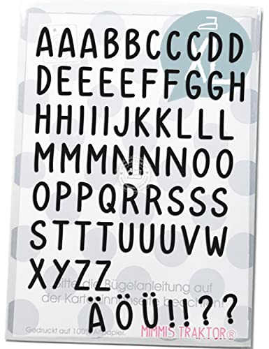 Bügelbild abc 2 cm Kids Alphabet Buchstaben Flockfolie Aufbügler Applikationen Bügelsticker für Stoffe Textilien Kinder zum Aufbügeln Flicken, Farbe:schwarz von Mimmis Traktor