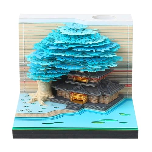 3D-Kalender-3,25 Zoll Kalender 2026 für kreatives, Light-up-Kunst mit Tränennoten, Blumenpapierskulptur für Ferienhaus im Klassenzimmer, süße, weiche Farben 2026 Memo-Planer von Mimoqk