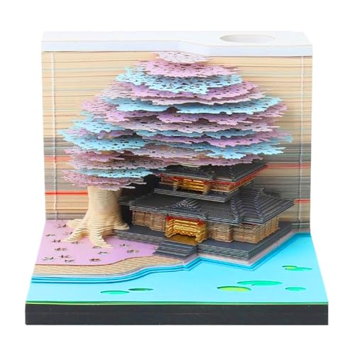 3D-Kalender-3,25 Zoll Kalender 2026 für kreatives, Light-up-Kunst mit Tränennoten, Blumenpapierskulptur für Ferienhaus im Klassenzimmer, süße, weiche Farben 2026 Memo-Planer von Mimoqk