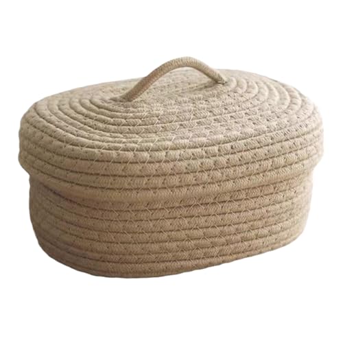 Aufbewahrungskorb - gewebter Organizer Box für Nähwerkzeuge, Baumwollseil mit faltbarem Mehrzweckdesign, dekorativer Lagerbehälter für Kindergarten, Wäsche, Kinderzimmer, Wohnheim, 23x15x10 cm Aufbewahrungskorb - gewebter Organizer Box für Nähwerkzeuge, Baumwollseil mit faltbarem Mehrzweckdesign, dekorativer Lagerbehälter für Kindergarten, Wäsche, Kinderzimmer, Wohnheim, 23x15x10 cm von Mimoqk