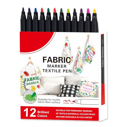 Fabric Marker, Cloth Paint Pen, Water Based Textile Ink, Washable Fine Tip, Excellent for Graffiti Art, Laundry Labels, Tote Bags, Shoes, Tablecloths, Home and Industrial Use Fabric Marker, Cloth Paint Pen, Water Based Textile Ink, Washable Fine Tip, Excellent for Graffiti Art, Laundry Labels, Tote Bags, Shoes, Tablecloths, Home and Industrial Use von Mimoqk