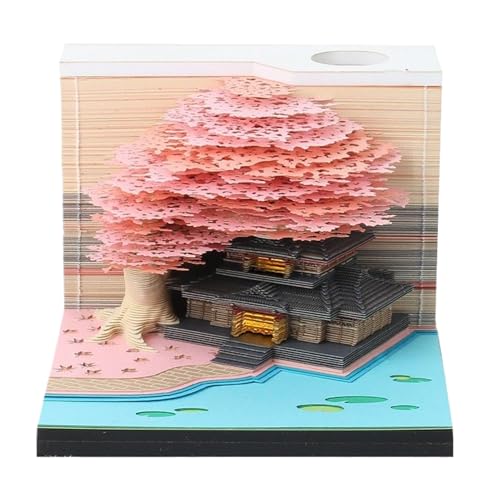 Kalender 2026-3D-Kalender für kreatives, Lichtkunst mit Tränennotizen, Blumenpapierskulptur für Ferienhaus im Klassenzimmer, süße, weiche Farben 2026 Memoplaner, 3,25 x 3,25 Zoll von Mimoqk