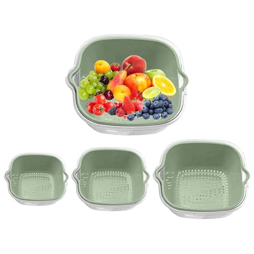 Mimoqk Colander Set, Veggie Wash Spinner, Salatspinner-Set, Obstreiniger, Lebensmittelschäler, Pasta Rice Strainer, 2-Tier Colander Set Kitchen Colander Tool für Home Kitchen Mimoqk Colander Set, Veggie Wash Spinner, Salatspinner-Set, Obstreiniger, Lebensmittelschäler, Pasta Rice Strainer, 2-Tier Colander Set Kitchen Colander Tool für Home Kitchen von Mimoqk