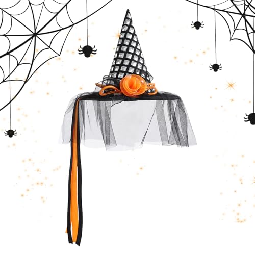 Mimoqk Halloween-Hexenhut | Hexenhut für Erwachsene mit breiter spitzer Krempe | Klassisches Kostümzubehör für den Außenbereich, Innenbereich, Haus, Garten, Party, Zubehör und von Mimoqk