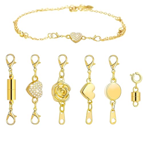 Mimoqk Magnetische Verschlüsse für Halsketten, 6 Stück, Verlängerung, Karabinerverschluss, für Armband, Halsketten, Alltag, Partys, Hochzeit, Mädchen, Geburtstag von Mimoqk