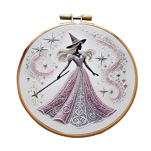 Mimoqk Needlework Neues Set - Handnähung Handwerksvorräte für das Lernen, alles in 1 Material mit Musterstoff, Stickpaket für Weihnachtsgeschenkideen, farbenfrohe Fäden, Selbstanfängerpraxis -Kit von Mimoqk